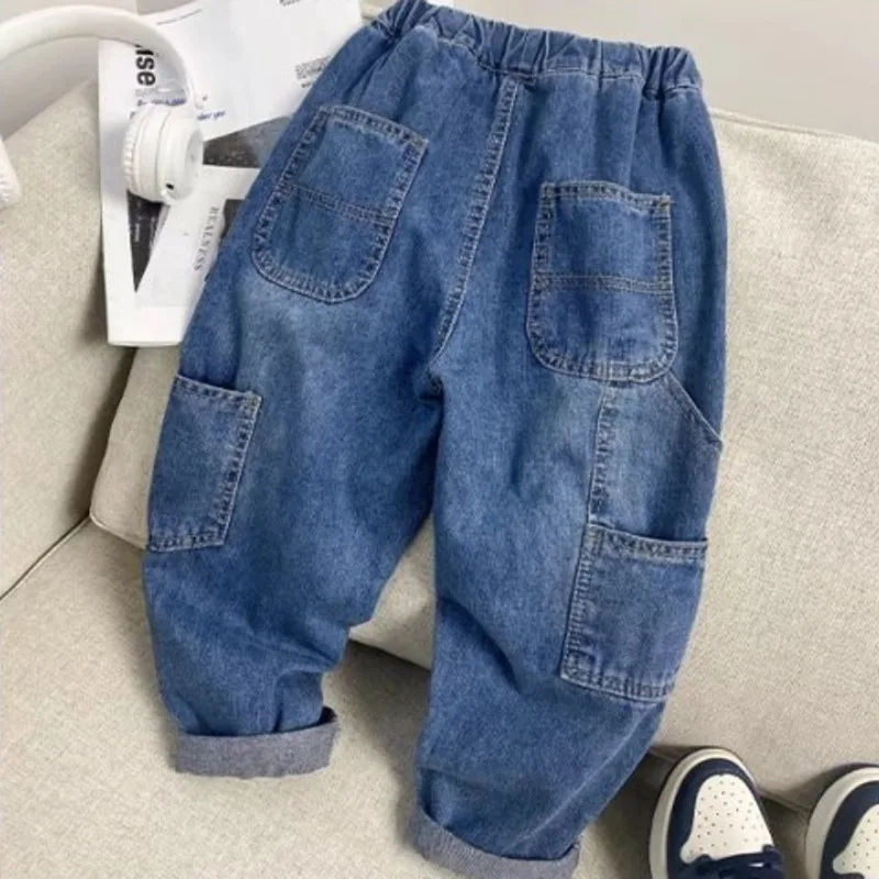 New Boys Girls Cool Jeans Spring And Autumn Trousers  Korea Style Concise Casual Loose Pants Children\'s Clothing Summer Pants