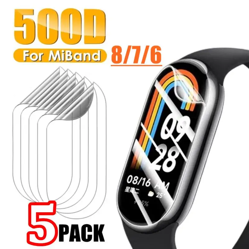 1/3/5PCS 500D Soft Hydrogel Film For Xiaomi Mi Band 8 7 6 5 4 3 Protective Film Xiaomi MiBand 8 7 6 5 Smart Wristband Not Glass