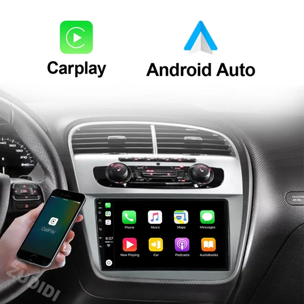 รถวิทยุ Android 13 QLED หน้าจอ Qualcomm สําหรับที่นั่ง Leon 2 MK2 Altea XL 2004-2015 รถสเตอริโอหน่วย DSP 48EQ CarPlay ไม่มี 2din