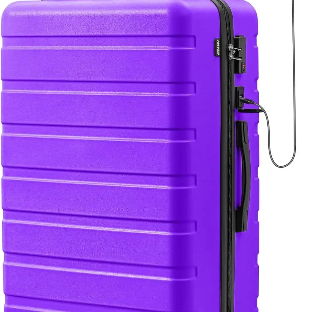 

Легкий 28-фиолетовый чемодан с твердой поверхностью, USB-портом, замком TSA и колесами