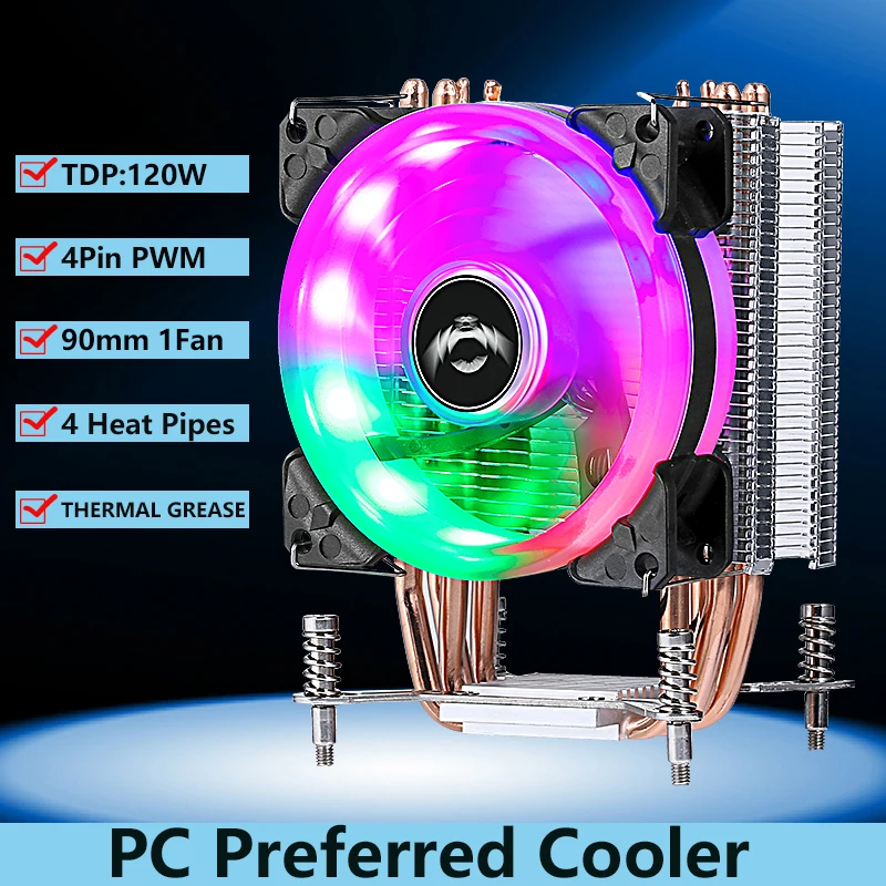 

QIUzAim PC Tower Radiator 4 Heat Pipe Cooling 90mm Fan 3Pin/4Pin Air-cooled CPU Cooler Installing LGA 2011 2066 x79 x99 E5 2099