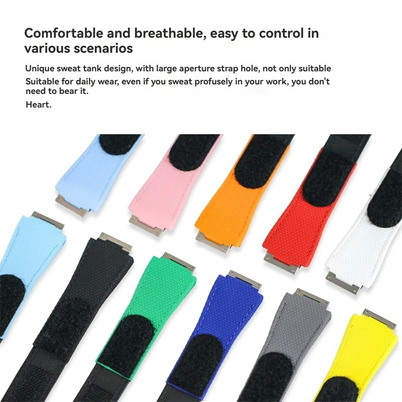 DIY Magic Tape Fluororubber & Elastic Nylon Watch Strap For Richard Mille RM011 RM030 Replacement Wristband