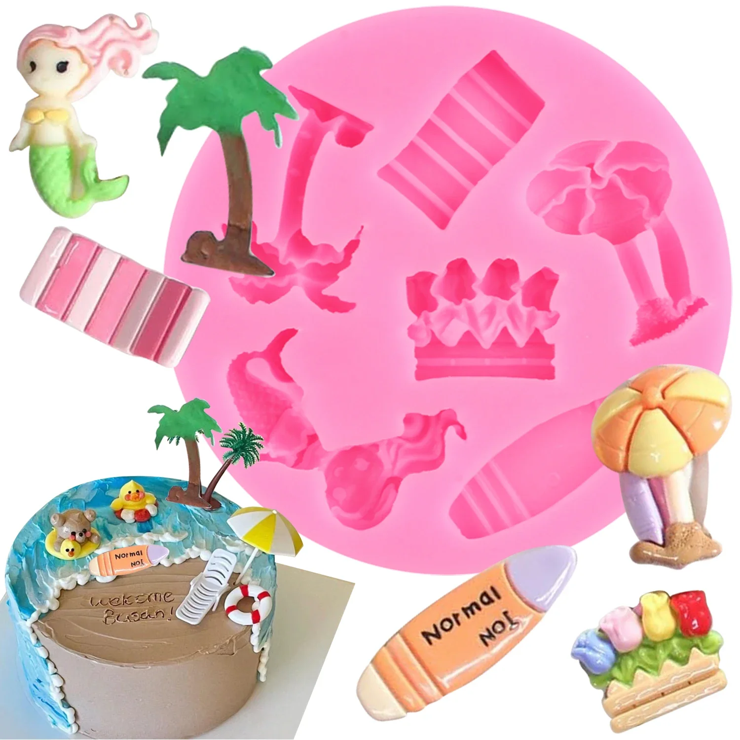 

Ocean Beach Silicone Fondant Molds Cake Decorating Tools Cupcake Topper Chocolate Candy Gum Paste Polymer Clay Moulds