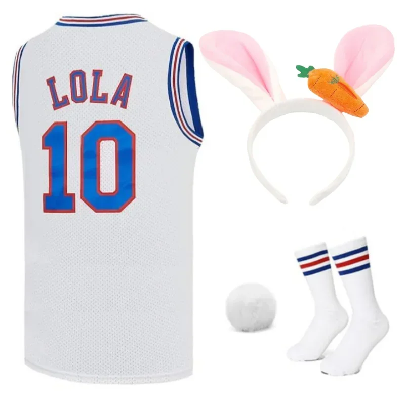 Anime Space Jam #10 LOLA Rabbits Cosplay Movie Tune Squad Bunny Basketball Jersey Easter Halloween Party Costumes Five Set White