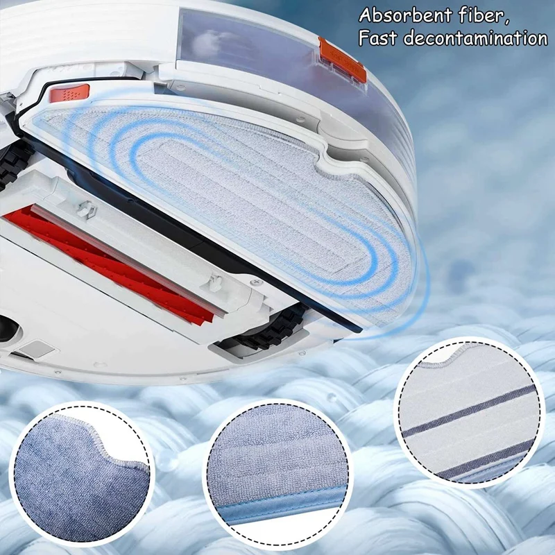 Panni per mocio per Xiaomi Roborock S7 S7plus T7 T7plus T7splus accessori per aspirapolvere Mop con spazzola riutilizzabile e lavabile