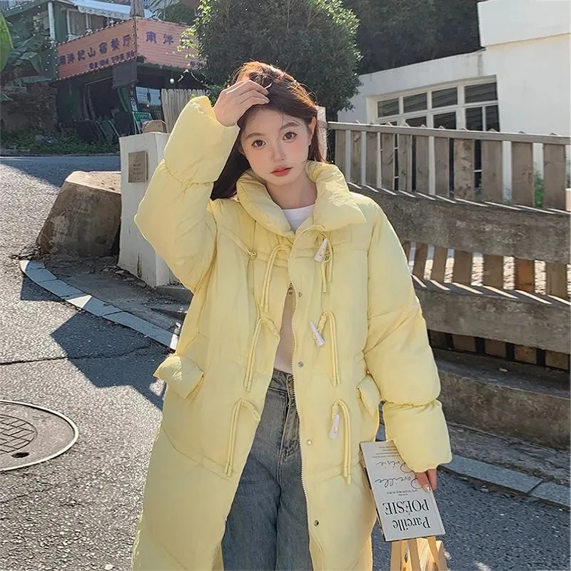 New Down Cotton Jacket With Cow Horn Button For Women In Winter 2025 New Chinese Style Cotton Jacket For Students Loose Fitting