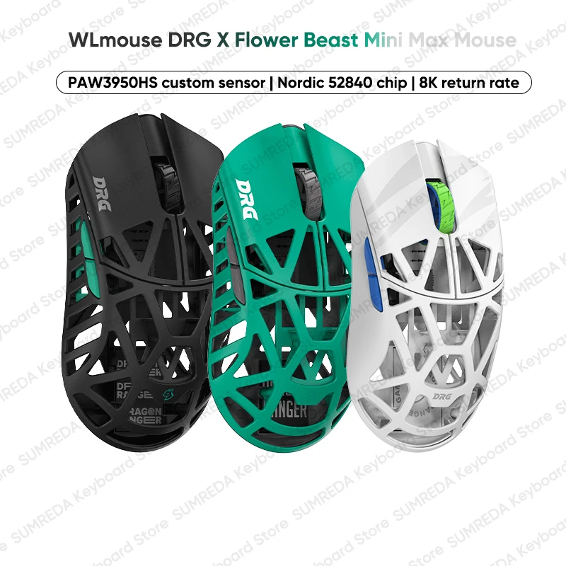 

WL MOUSE DRG Flower Beast Mini Max Мышь PAW3950HS 8K Магниевый сплав Полая 2,4G Проводная игровая мышь FPS Аксессуары для ПК Подарки