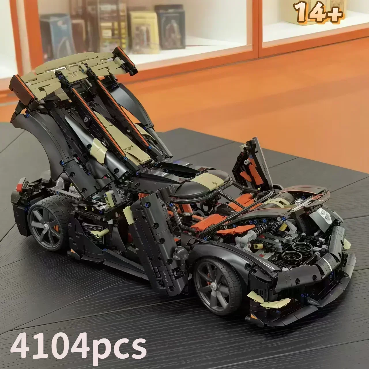Hot Toys 2026 New 4104pcs High Tech Racing Car Koeni Spear Megacar Supercar Building Blocks Puzzle Model Ornament Birthday Gifts