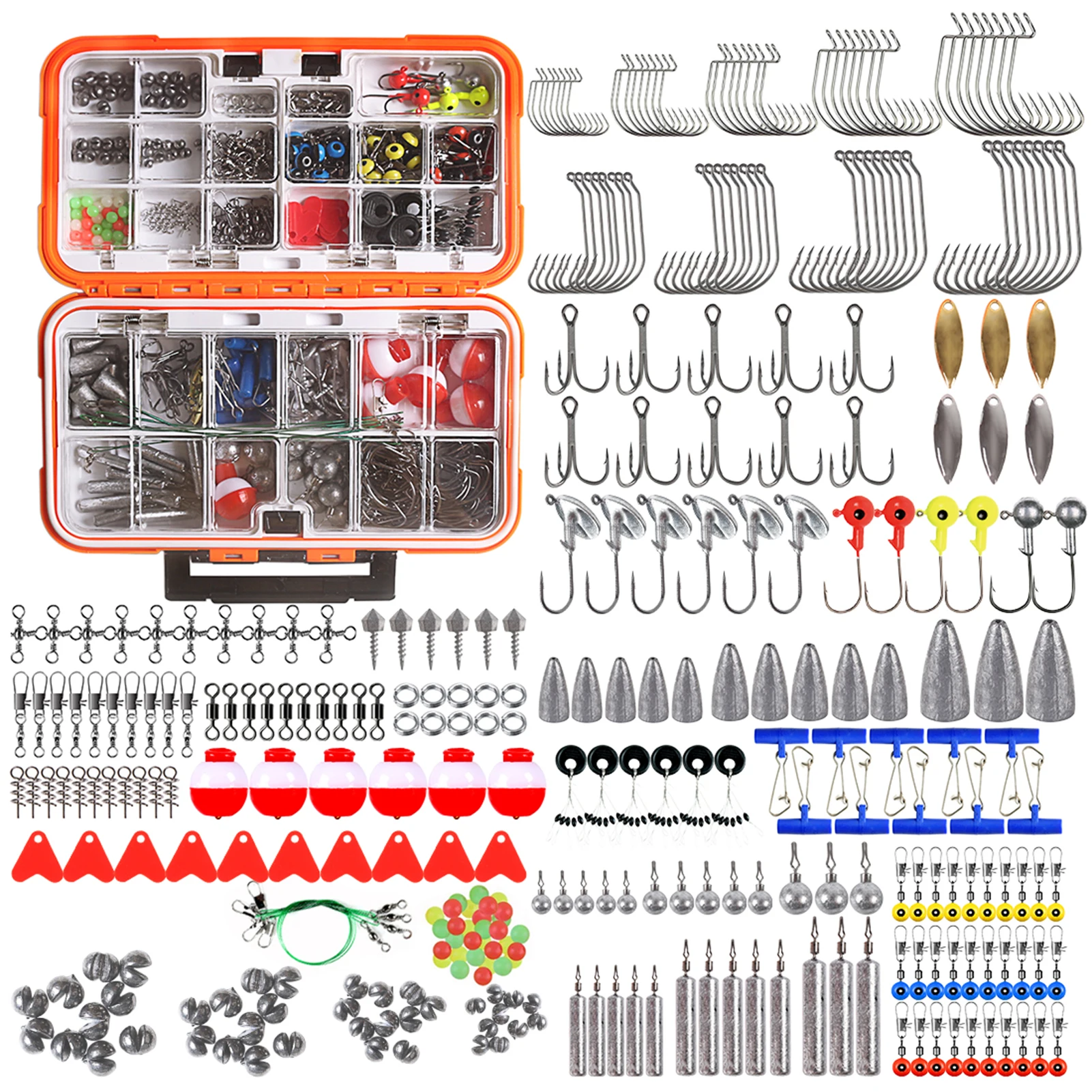

Fishing Accessories Kit Including Tackle Box Fishing Hooks Weights Jig Heads Barrel Swivels Fishing Tool Fishing Parts