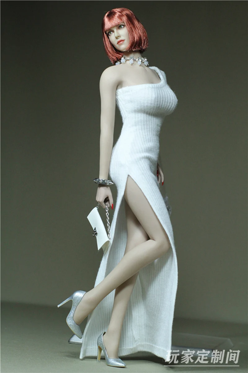 1/6 Scale Action Figure Doll Clothes Accessories White Long Dress For TBLeague Female Seamless Body Figures Model B0420