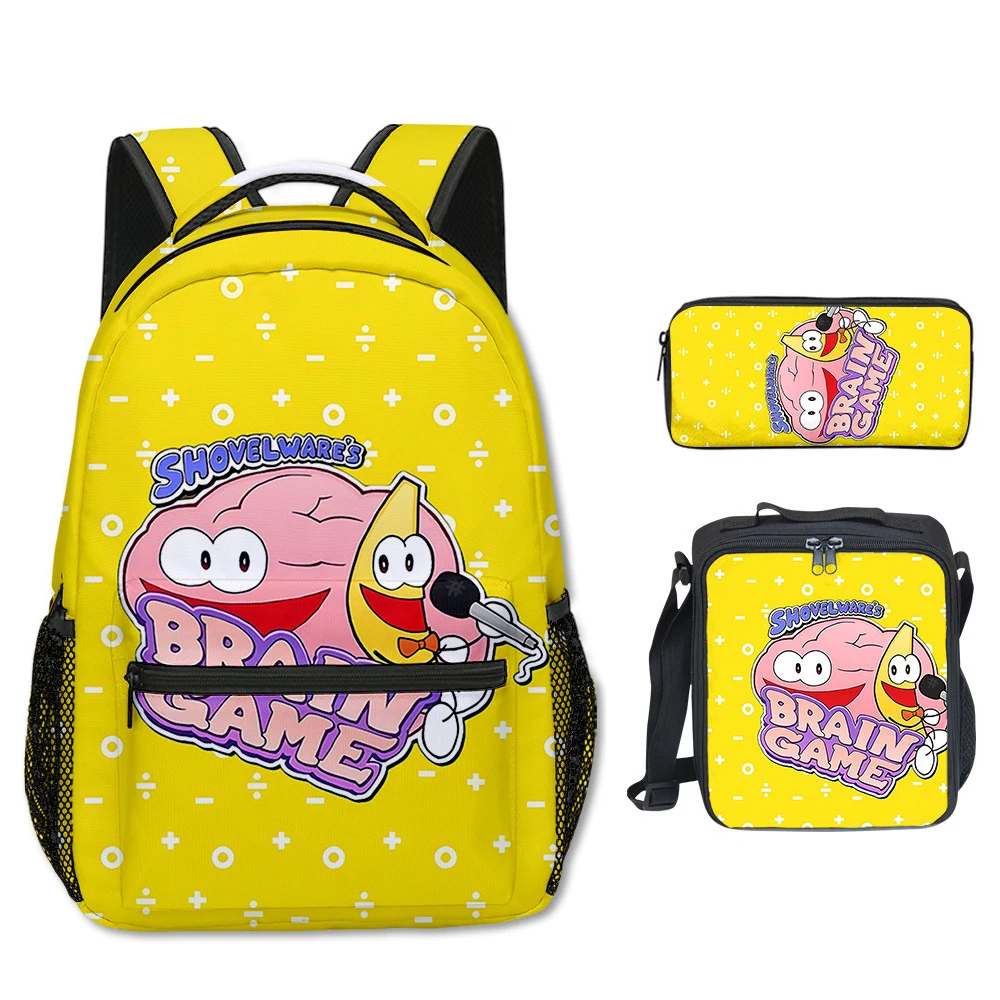 Classic Popular shovelware Brain Game 3D Printed 3pcs/Set School Bags Travel Notebook Backpack Crossbody Lunch bag Pencil Case