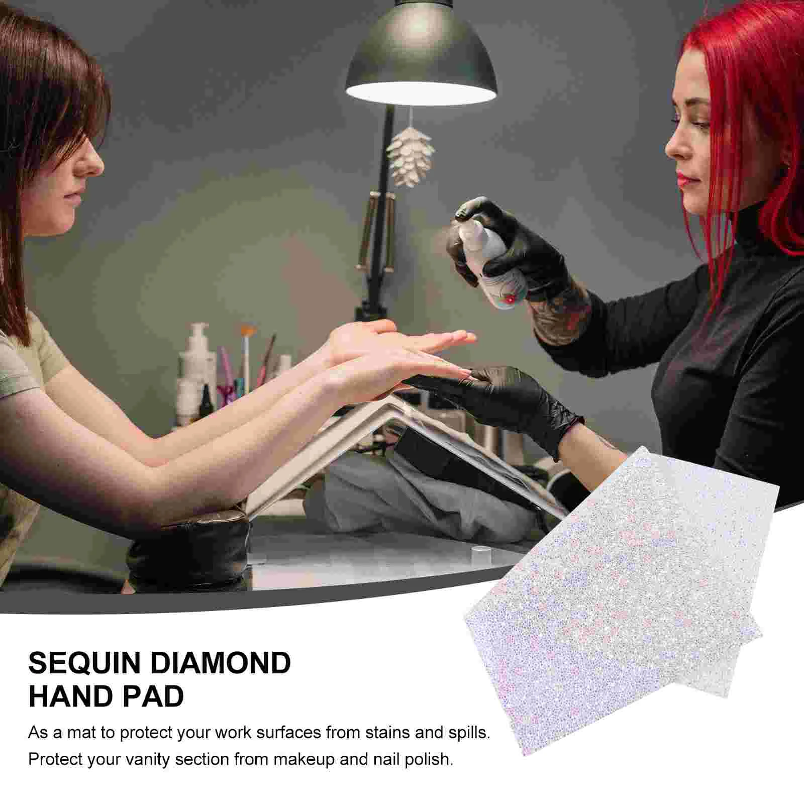 Diamond Stickers Hand Pad Nail Sequins Cushion Mat Protects Vanity Makeup Spills Fashion Desktop Decor Nail Tools