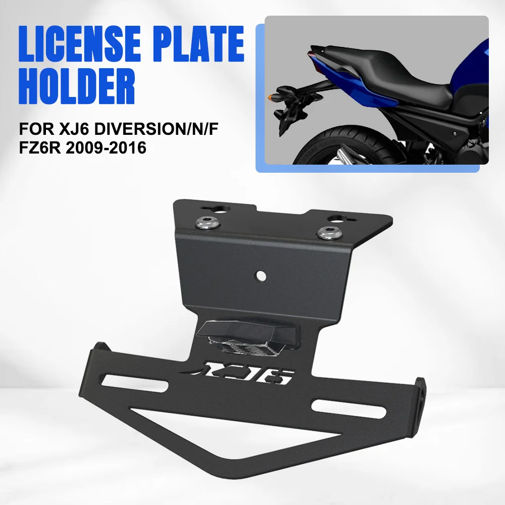 

XJ6 FOR Yamaha XJ6 Diversion/N/F FZ6R 2009-2010-2012-2013-2014-2015-2016 Aluminium Motorcycle License Plate Bracket Decorative
