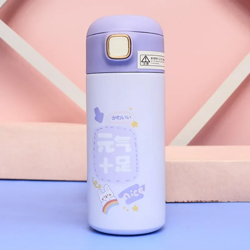 New Korean Version of The Buzzwords Cartoon Student Portable Bounce Insulation Cup Outdoor Sports 304 Stainless Steel Straw Cup
