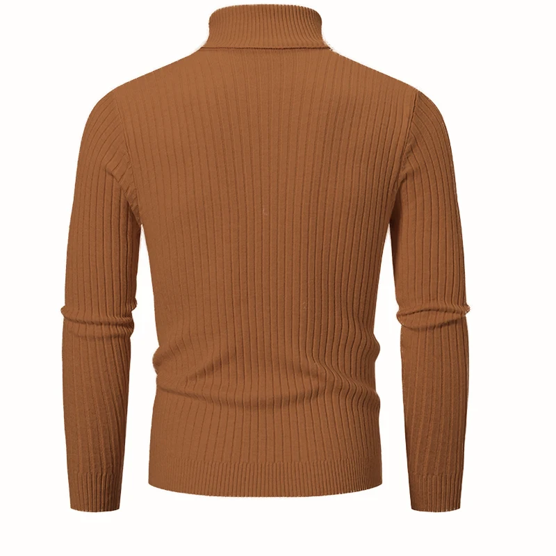 Men's Autumn and Winter High Neck Sweater Warm Slim Fit Knit Sweater Pullover Tops