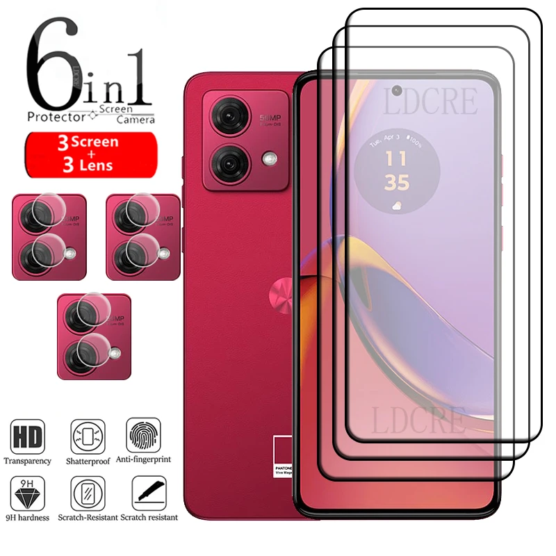 6-in-1 For Motorola Moto G84 Glass For Moto G84 G 84 Tempered Glass Film Full Gover 9H Screen Protector For Moto G84 Lens Glass