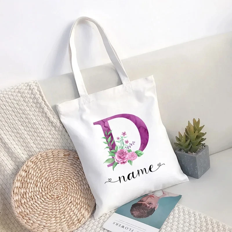 Fashion 26 Letters Ladies Printed Shoulder Bag Bridesmaid Tote Bridal Bachelorette Party Eco Large Capacity Shopping Bags