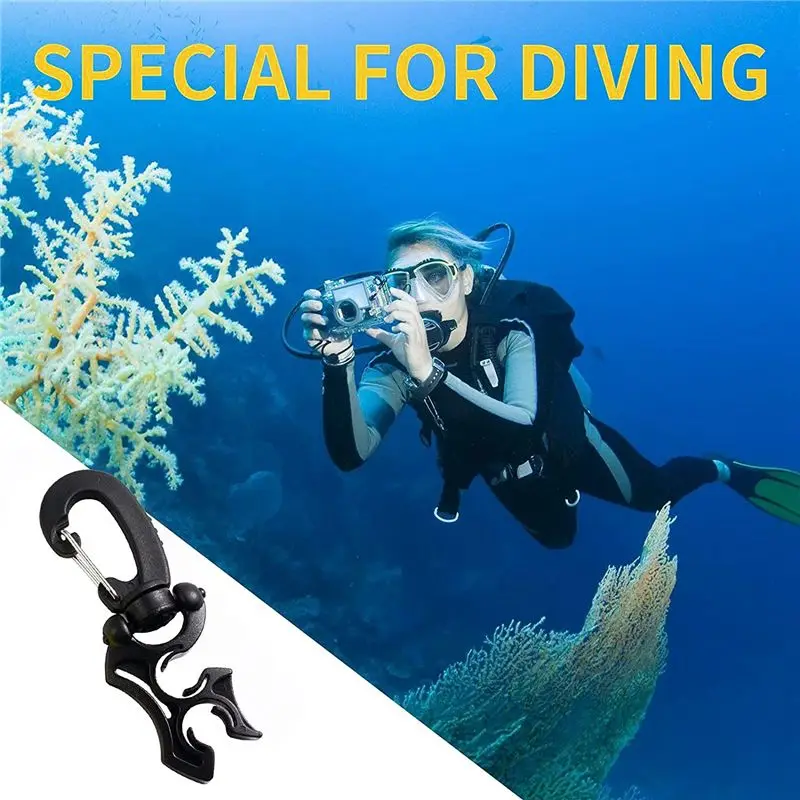 ABVH-2 Packs Scuba Hose Clip Scuba Diving Hose Holder Clip, Double BCD Dive Hose Holder With Snap Hook Buckle view 4