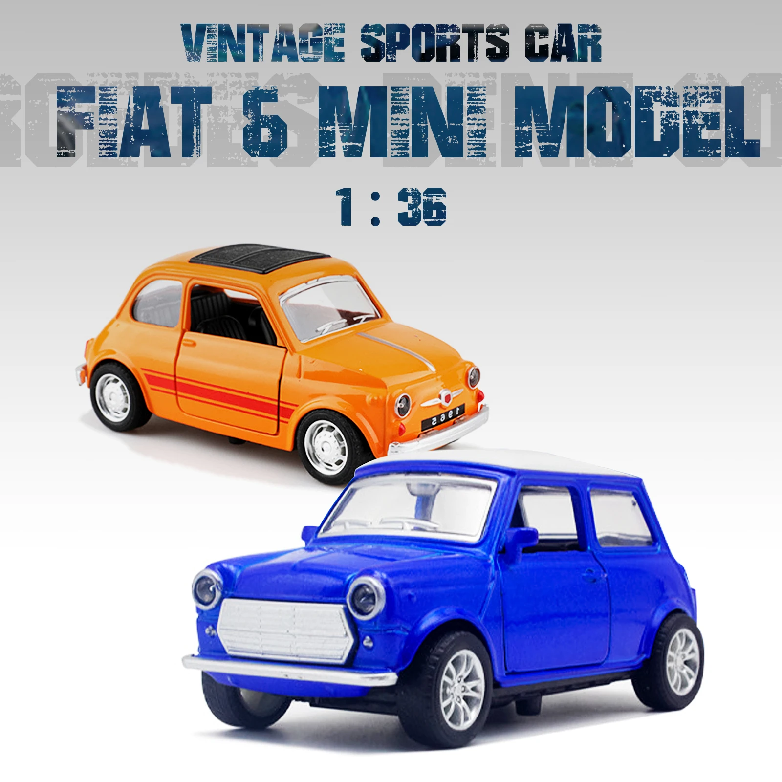 1:36 Alloy Vintage Diecast Car Model FIAT MINI Classic Pull Back Car Model Miniature Vehicle Replica For Collection Gift