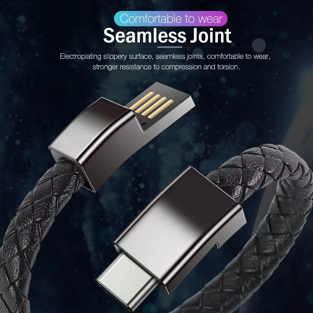 Bracelet USB Charging Cable Outdoor Portable Leather Mini Micro USB C Charger Data Cable For iPhone Samsung HUAWEI Xiaomi