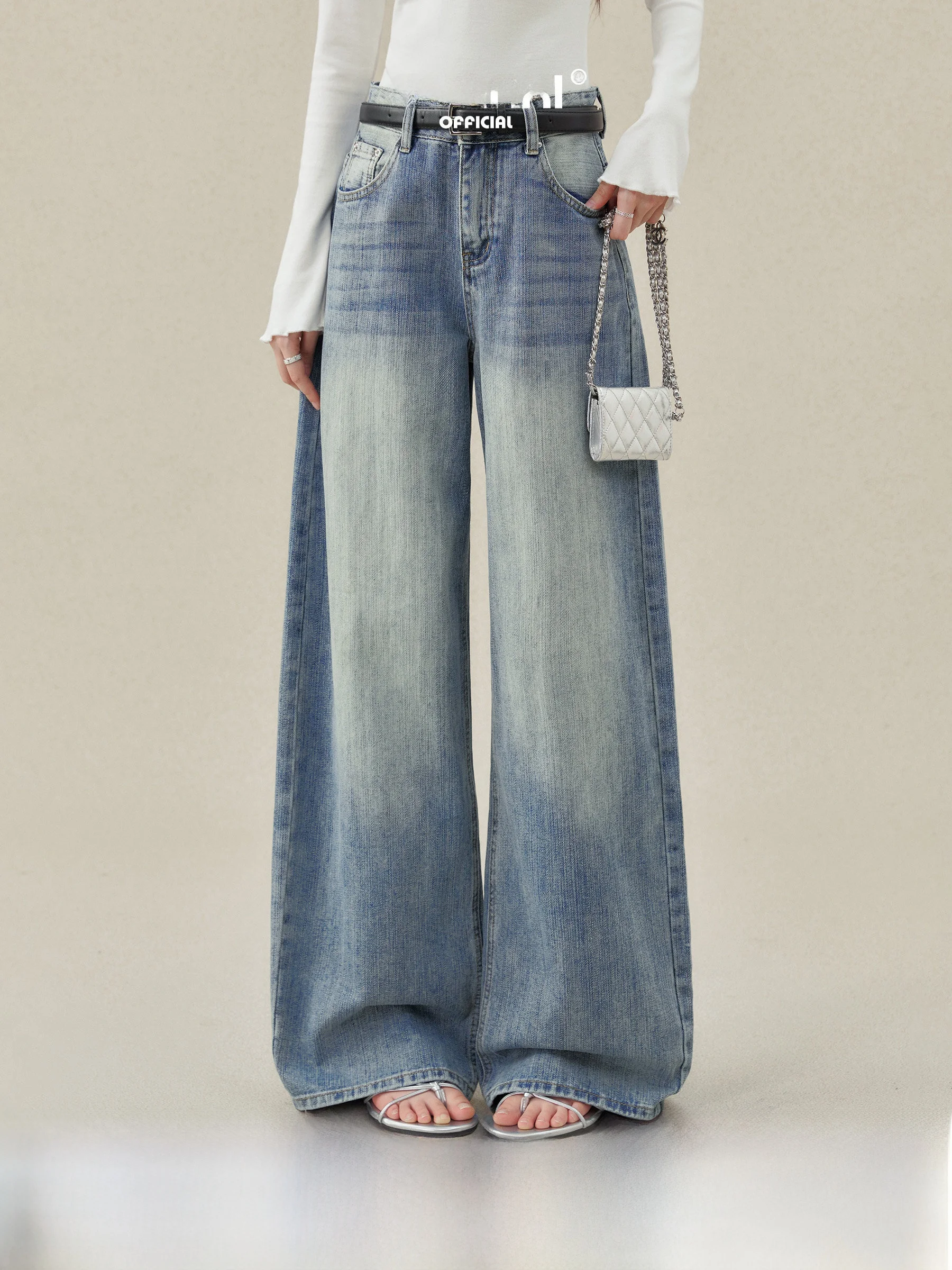 

Classy Bamboo Pattern Casual Loose Straight Leg Women's Jeans Spring Autumn Comfortable Loose Fit Knife Jeans