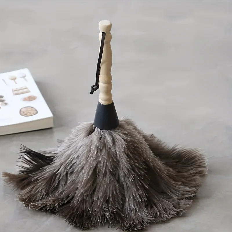 Beech Natural Ostrich Feather Duster Portable Dust Brush High-end Home Cleaning Feather Duster Car Dust Brush