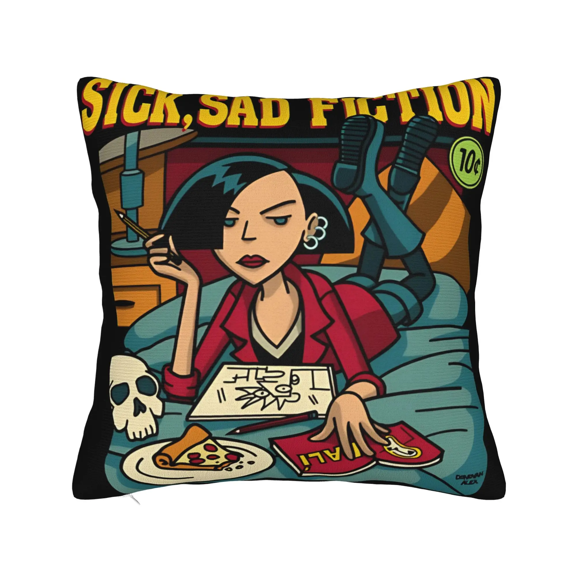 Darias Sick Sad Fiction Pillowcase Polyester Cushion Cover Gift  Throw Pillow Case Cover Home Square 45X45cm