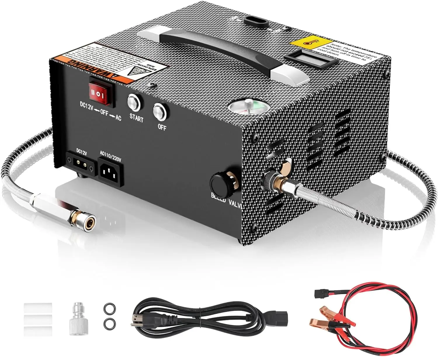 

PCP Air Compressor CS1-I with Built-in Power Apdater,Auto Stop,Oil & Water-Free,4500Psi/30Mpa,Powered by 110V /220V AC