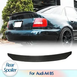 Car Rear Trunk Spoiler Wing Lip For Audi A4 B5 Sedan 4-Door 1999-2001 Carbon Fiber Rear Trunk Boot Lip Wing Spoiler Sticker