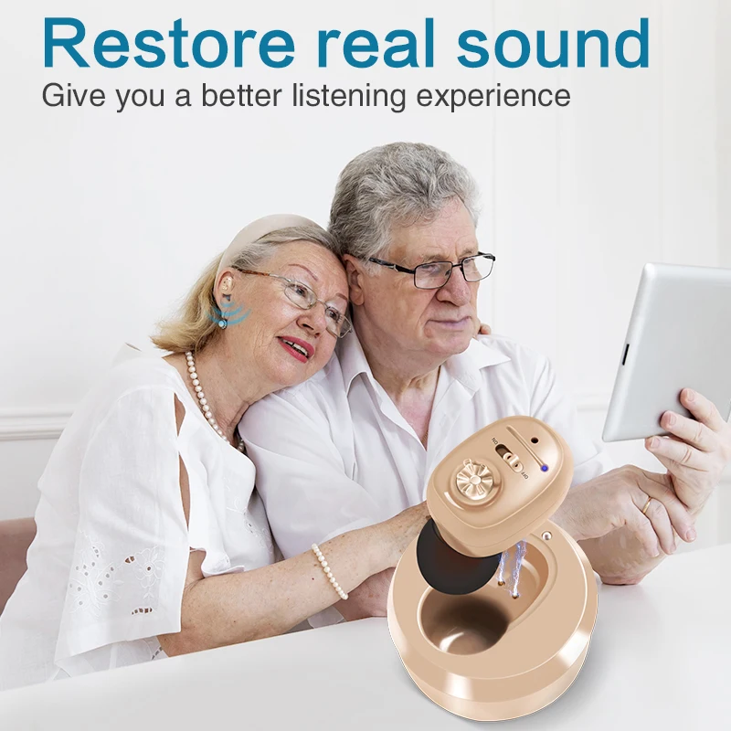 Hearing Aids for Deafness Elderly Rechargeable Hearing Aid Mini Digital Sound Amplifier with Noise Cancelling audifonos