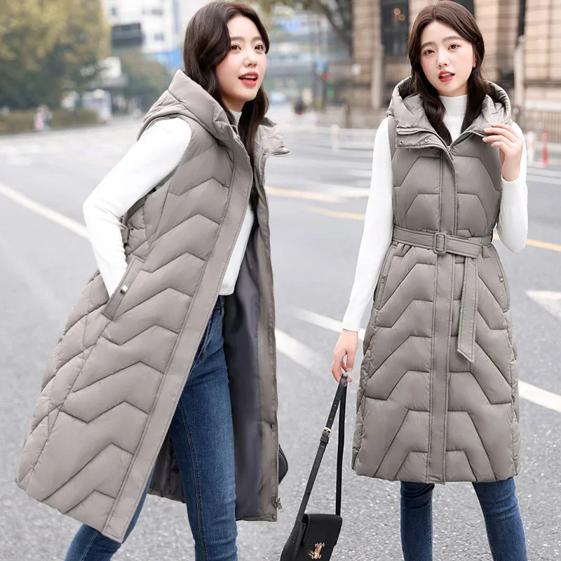 Frauen Weste Herbst Winter neue lange Daunen Baumwolle Weste neue koreanische lose ärmellose Weste weibliche dicke warme Parkas Mantel