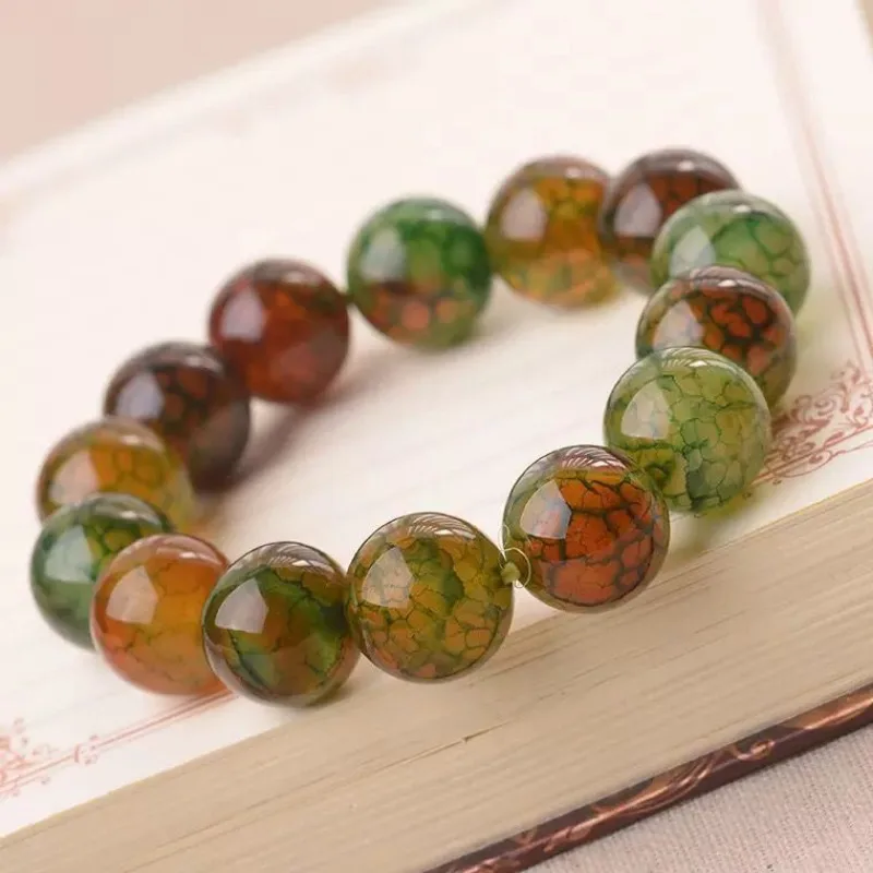 Pure Natural Agate Buddha Beads Bracelet Dragon Scale Emperor Stone Men's And Women's Jewelry Pea Hand String