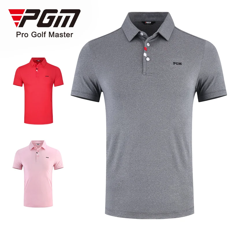 PGM Męskie koszulki polo z krótkim rękawem Letnia oddychająca koszulka golfowa Męskie koszulki suchej Elastyczna odzież golfowa Muscle Sports Wear