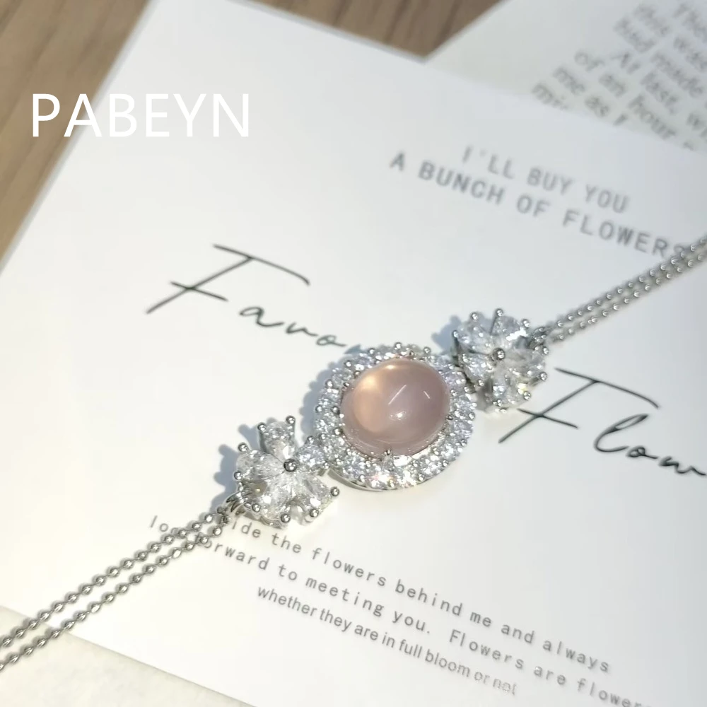 925 Sterling Silver Fashion Light Luxury Natural Inlaid Ice Clear Pink Purple Zircon Flower Necklace Bracelet Anniversary Gift