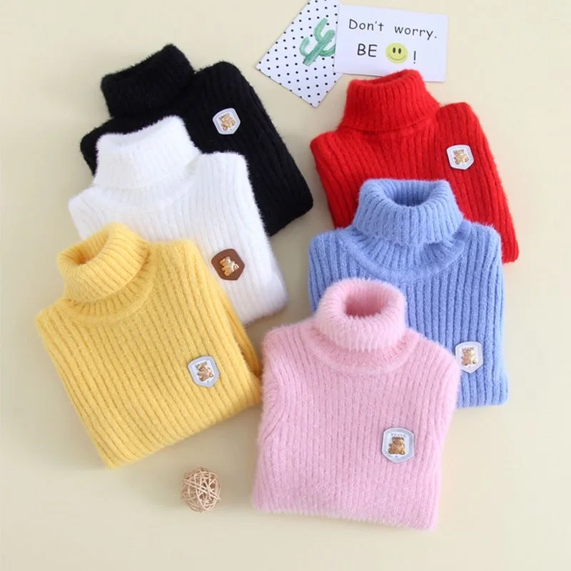 Kids Sweater For Girls Baby Winter Turtleneck Long Sleeve Clothes Fashion Spring Boys Children Clothing Pullover Knitted Tops