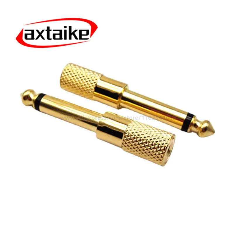 

5PCS Female Stereo Audio Earphone Jack Adapter Gold Headphone Adapter 6.35 mm(1/4 inch) Male to 3.5 mm(1/8 inch)