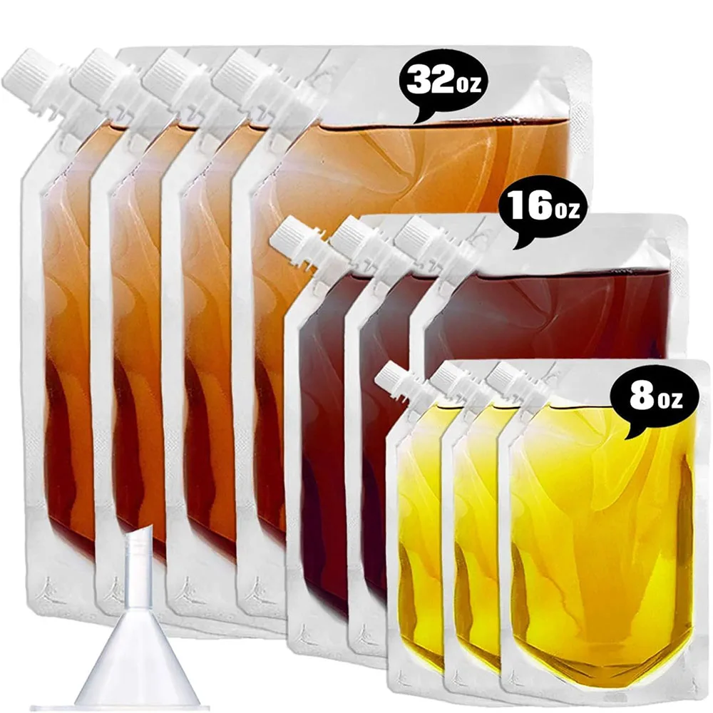 Kit de Botellas de Licor para Viaje, Botellas de Plástico Reutilizables y Discretas para Transportar Alcohol, Bolsas para Bebidas