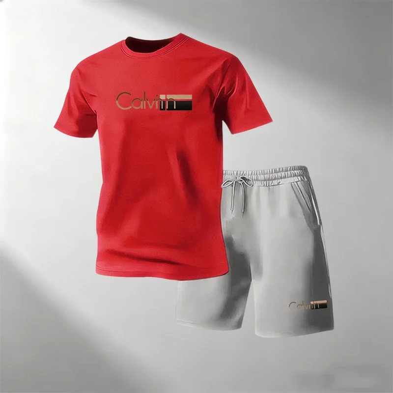 Conjunto Masculino de Verão 2026: Camiseta Gola O + Shorts Esportivo de Secagem Rápida para Fitness e Corrida – Moda Casual em Promoção