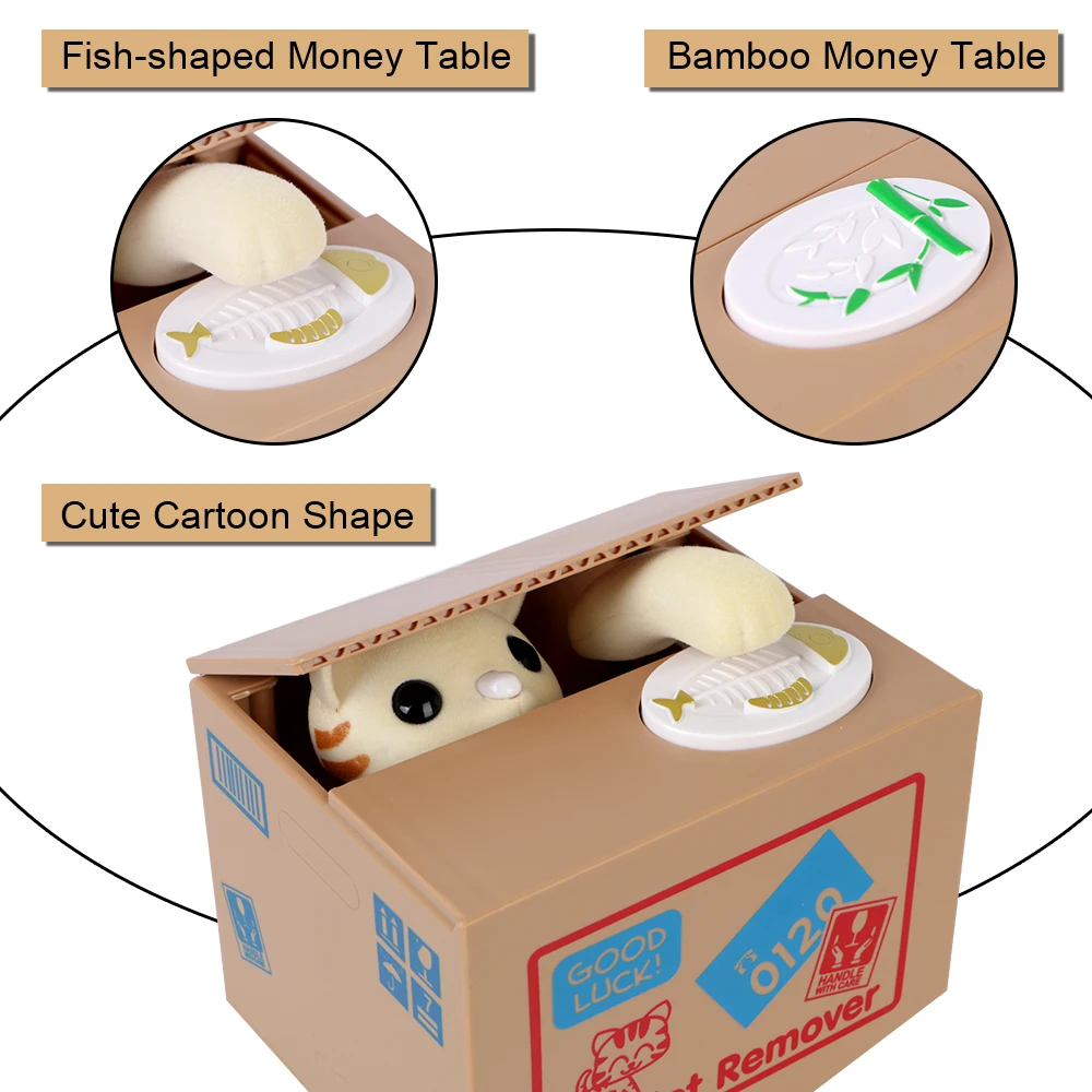 Cute Home Decor Electronic Money Boxes Plastic Money Saving Box Kids Gift Piggy Banks Automated Panda Cat Steal Coin Bank