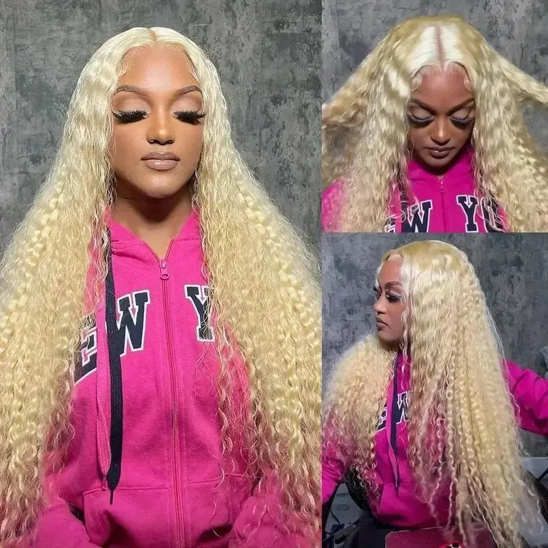 13x4 Lace Front 613 Blonde 150 Density 22 Inches 13x6 Lace Frontal Wig Blonde Deep Wave Glueless Curly  Human Hair Wig