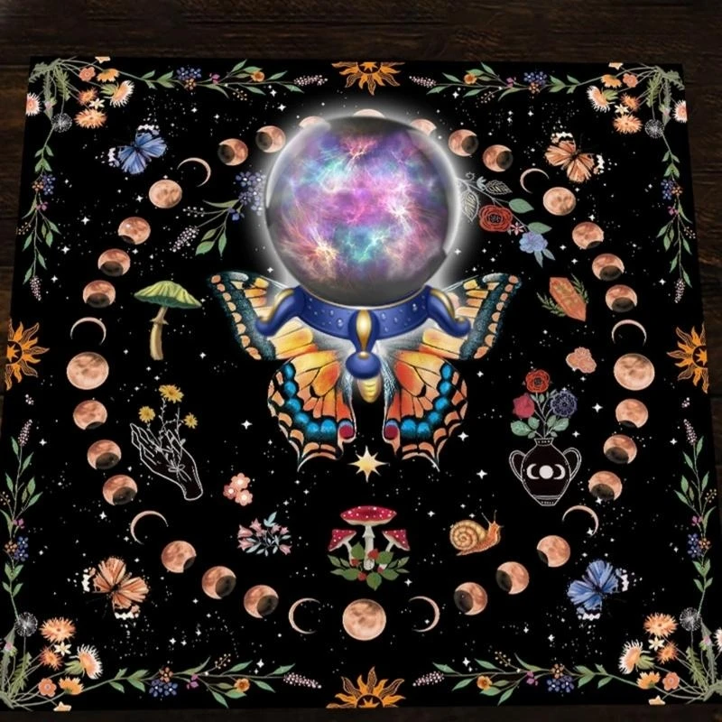 لوحة قماش فلانيليت تاروتس مربعة الشكل، لوحة ألعاب، غطاء طاولة فلكي #4