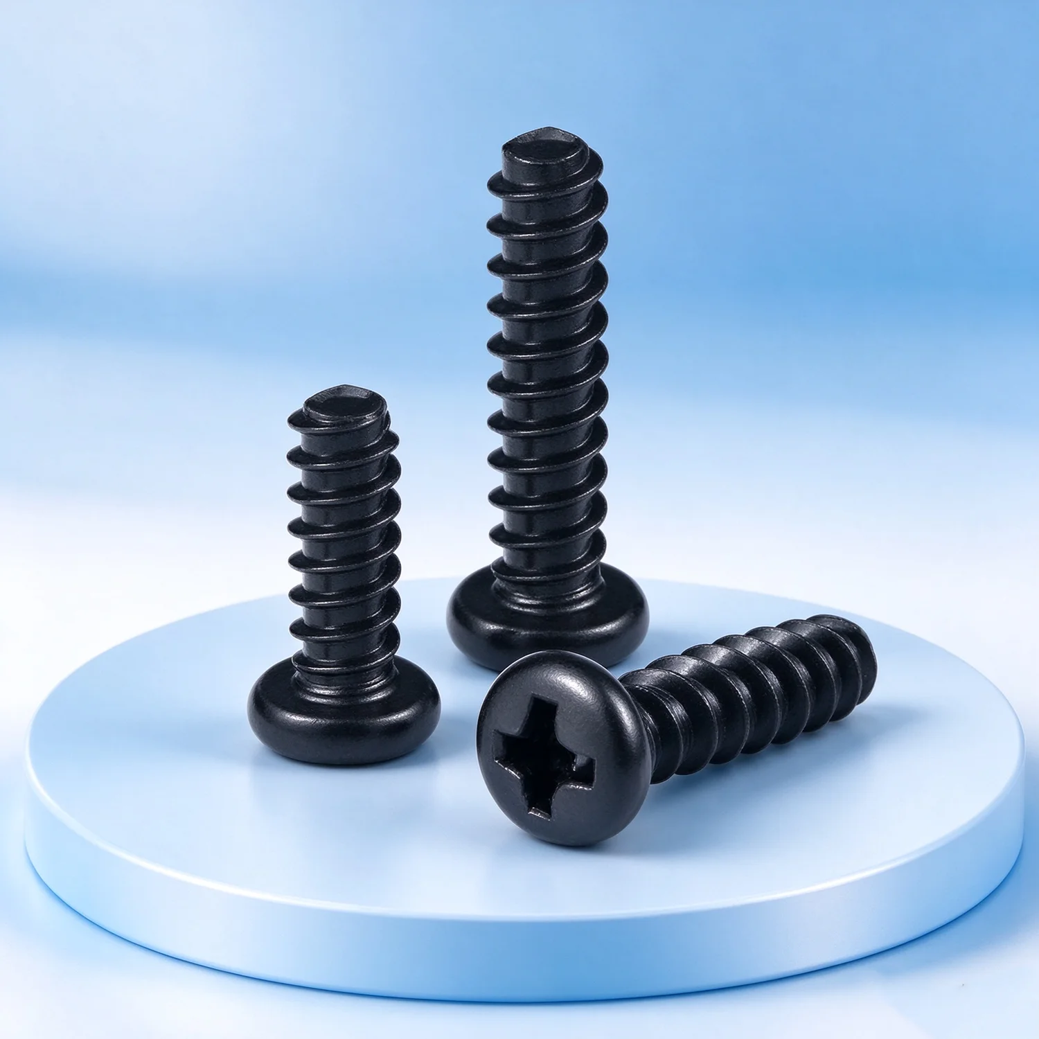 20/50pcs M1 M1.2 M1.4 M1.7 M2 M2.3 M2.6 M3 M3.5 Black Steel Phillips Screw Cross Recessed Pan Head Flat Tail Self-tapping Screw