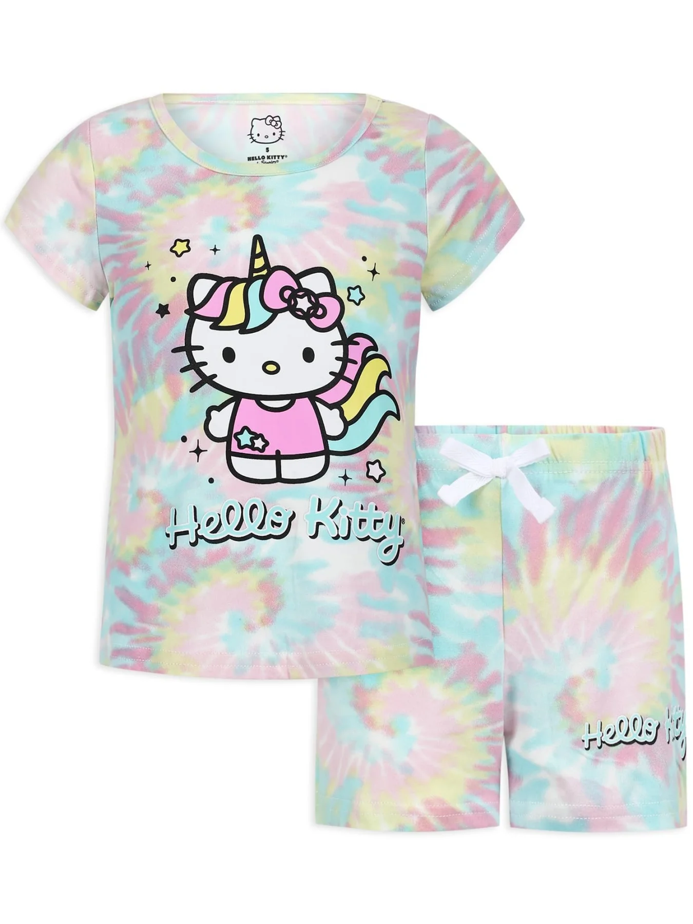 

Комплект из рубашки с короткими рукавами и шорт Hello Kitty для мальчиков и девочек, домашняя одежда