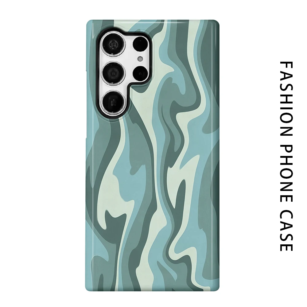 Sage Wave Phone Case for For Samsung Galaxy S26 S25 S24 S23 S20 FE A56 A36 Ultra Glossy HD Hard Cover Film Shell