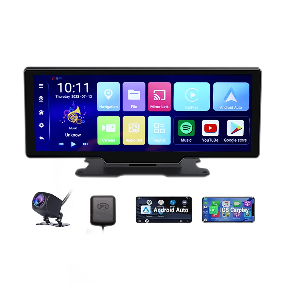 4G Dashcam 10.26 Inch Integrated Ai Box Carplay & Android Auto 4g Siri/google Assistant Multimedia Player Adas Gps DVR