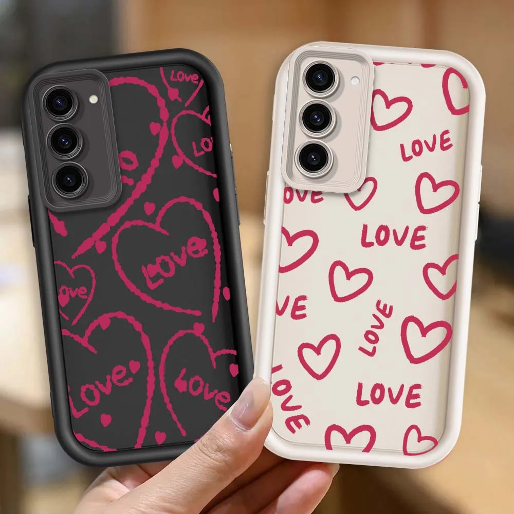 

Creative Cartoon Love Heart Phone Case For Samsung Galaxy S25 S24 S23 S22 S21 S20 20 A16 A55 Ultra Plus FE 5G Eye Ladder