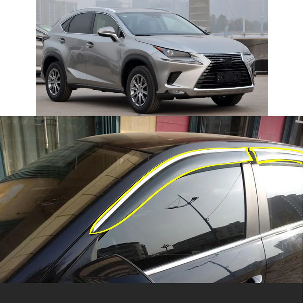 

Car Sticker Plastic Window Glass Wind Visor Rain/Sun Guard Vent Parts For For Lexus NX200T NX300H 2015 2016 2017 2018 2019 2020