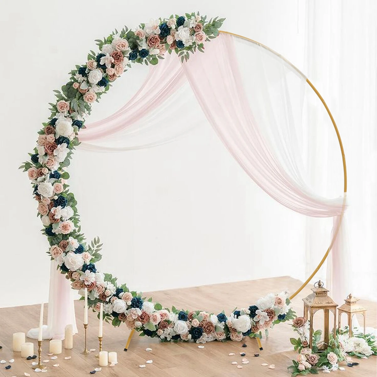 Wedding Metal Arch Garland Rustic Round Backdrop Stand Wedding Party Favors Birthday Party Decoration Circle Balloon Arch Frame