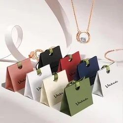 30/50pcs Paper Jewelry Packaging Tote Bags Custom Logo Bulk Beige Grey Green Handbags Souvenir Bag Wedding Party Gift Candy Sack