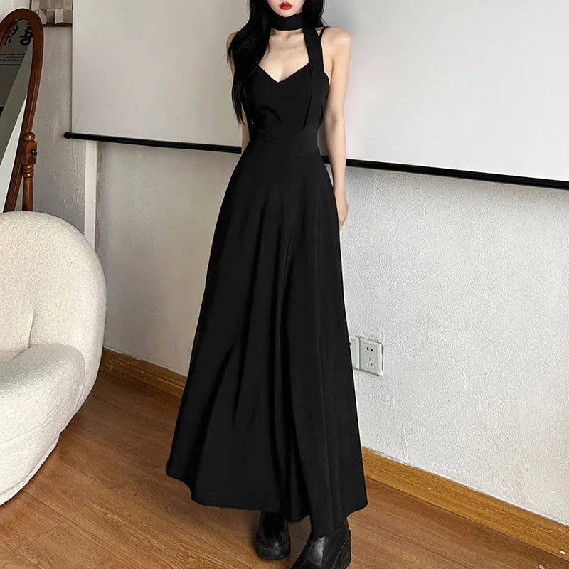 Women Clothing Elegant Dress 2023 Spring and Summer New Women Solid Color High Waist Fashion Suspender Sexy Backless Dress Women